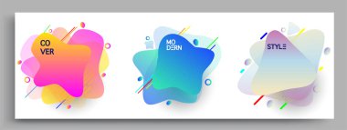 Modern soyut kaplama setleri. Cool gradient şekilleri bileşimi, vektör tasarımı kapsar.