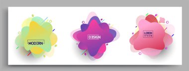 Modern soyut kaplama setleri. Cool gradient şekilleri bileşimi, vektör tasarımı kapsar.