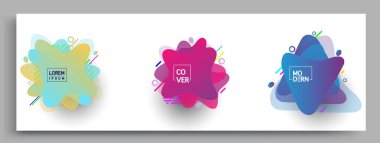 Modern soyut kaplama setleri. Cool gradient şekilleri bileşimi, vektör tasarımı kapsar.