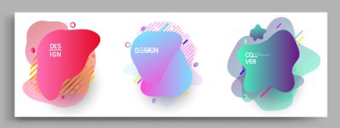 Modern soyut kaplama setleri. Cool gradient şekilleri bileşimi, vektör tasarımı kapsar.
