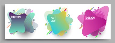 Modern soyut kaplama setleri. Cool gradient şekilleri bileşimi, vektör tasarımı kapsar.