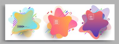 Modern soyut kaplama setleri. Cool gradient şekilleri bileşimi, vektör tasarımı kapsar.