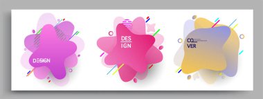 Modern soyut kaplama setleri. Cool gradient şekilleri bileşimi, vektör tasarımı kapsar.