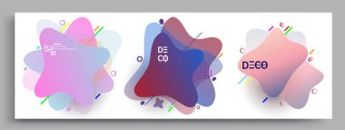 Modern soyut kaplama setleri. Cool gradient şekilleri bileşimi, vektör tasarımı kapsar.