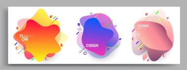 Modern soyut kaplama setleri. Cool gradient şekilleri bileşimi, vektör tasarımı kapsar.