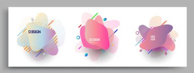 Modern soyut kaplama setleri. Cool gradient şekilleri bileşimi, vektör tasarımı kapsar.