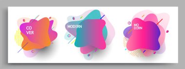 Modern soyut kaplama setleri. Cool gradient şekilleri bileşimi, vektör tasarımı kapsar.