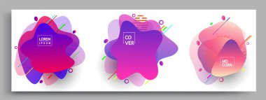 Modern soyut kaplama setleri. Cool gradient şekilleri bileşimi, vektör tasarımı kapsar.