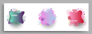 Modern soyut kaplama setleri. Cool gradient şekilleri bileşimi, vektör tasarımı kapsar.