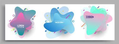 Modern soyut kaplama setleri. Cool gradient şekilleri bileşimi, vektör tasarımı kapsar.