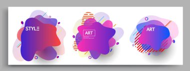 Modern soyut kaplama setleri. Cool gradient şekilleri bileşimi, vektör tasarımı kapsar.