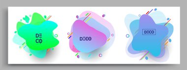 Modern soyut kaplama setleri. Cool gradient şekilleri bileşimi, vektör tasarımı kapsar.