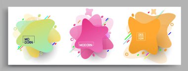 Modern soyut kaplama setleri. Cool gradient şekilleri bileşimi, vektör tasarımı kapsar.