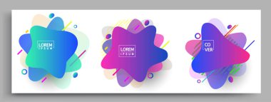 Modern soyut kaplama setleri. Cool gradient şekilleri bileşimi, vektör tasarımı kapsar.