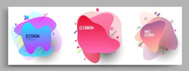 Modern soyut kaplama setleri. Cool gradient şekilleri bileşimi, vektör tasarımı kapsar.