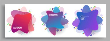 Modern soyut kaplama setleri. Cool gradient şekilleri bileşimi, vektör tasarımı kapsar.