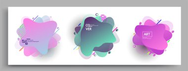 Modern soyut kaplama setleri. Cool gradient şekilleri bileşimi, vektör tasarımı kapsar.