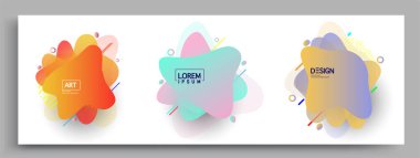 Modern soyut kaplama setleri. Cool gradient şekilleri bileşimi, vektör tasarımı kapsar.