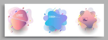 Modern soyut kaplama setleri. Cool gradient şekilleri bileşimi, vektör tasarımı kapsar.