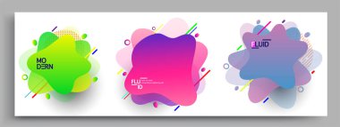 Modern soyut kaplama setleri. Cool gradient şekilleri bileşimi, vektör tasarımı kapsar.