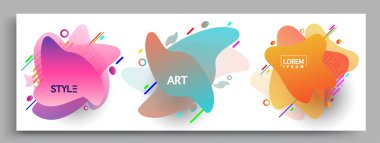 Modern soyut kaplama setleri. Cool gradient şekilleri bileşimi, vektör tasarımı kapsar.