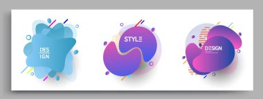 Modern soyut kaplama setleri. Cool gradient şekilleri bileşimi, vektör tasarımı kapsar.