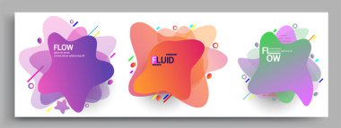 Modern soyut kaplama setleri. Cool gradient şekilleri bileşimi, vektör tasarımı kapsar.