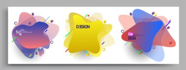 Modern soyut kaplama setleri. Cool gradient şekilleri bileşimi, vektör tasarımı kapsar.