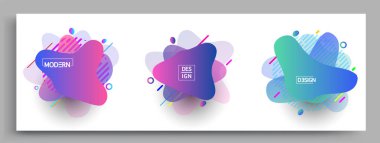 Modern soyut kaplama setleri. Cool gradient şekilleri bileşimi, vektör tasarımı kapsar.