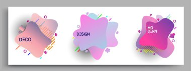 Modern soyut kaplama setleri. Cool gradient şekilleri bileşimi, vektör tasarımı kapsar.