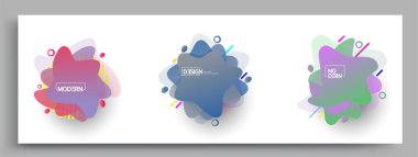 Modern soyut kaplama setleri. Cool gradient şekilleri bileşimi, vektör tasarımı kapsar.