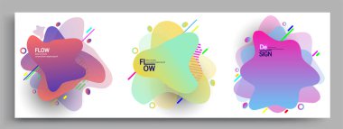 Modern soyut kaplama setleri. Cool gradient şekilleri bileşimi, vektör tasarımı kapsar.