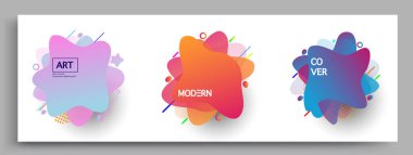 Modern soyut kaplama setleri. Cool gradient şekilleri bileşimi, vektör tasarımı kapsar.