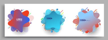 Modern soyut kaplama setleri. Cool gradient şekilleri bileşimi, vektör tasarımı kapsar.