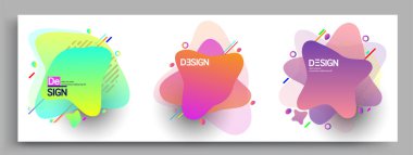 Modern soyut kaplama setleri. Cool gradient şekilleri bileşimi, vektör tasarımı kapsar.