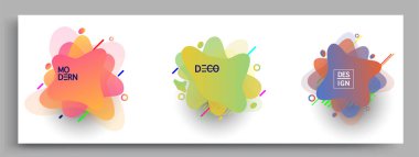 Modern soyut kaplama setleri. Cool gradient şekilleri bileşimi, vektör tasarımı kapsar.