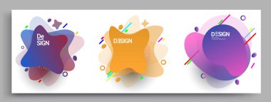 Modern soyut kaplama setleri. Cool gradient şekilleri bileşimi, vektör tasarımı kapsar.