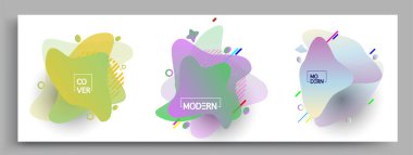 Modern soyut kaplama setleri. Cool gradient şekilleri bileşimi, vektör tasarımı kapsar.