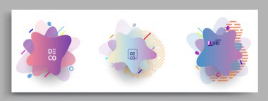 Modern soyut kaplama setleri. Cool gradient şekilleri bileşimi, vektör tasarımı kapsar.