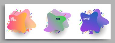 Modern soyut kaplama setleri. Cool gradient şekilleri bileşimi, vektör tasarımı kapsar.