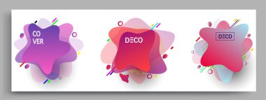 Modern soyut kaplama setleri. Cool gradient şekilleri bileşimi, vektör tasarımı kapsar.