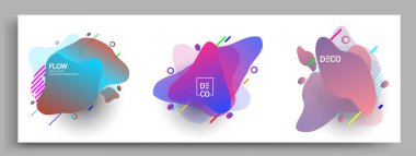 Modern soyut kaplama setleri. Cool gradient şekilleri bileşimi, vektör tasarımı kapsar.