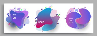 Modern soyut kaplama setleri. Cool gradient şekilleri bileşimi, vektör tasarımı kapsar.