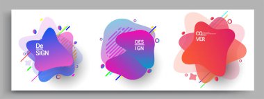 Modern soyut kaplama setleri. Cool gradient şekilleri bileşimi, vektör tasarımı kapsar.