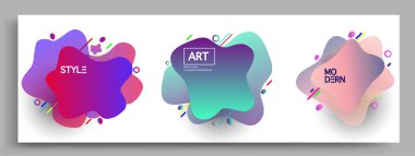 Modern soyut kaplama setleri. Cool gradient şekilleri bileşimi, vektör tasarımı kapsar.