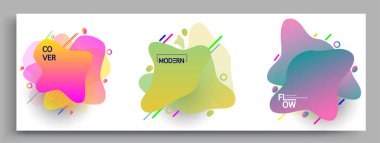 Modern soyut kaplama setleri. Cool gradient şekilleri bileşimi, vektör tasarımı kapsar.