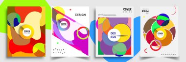 Modern soyut kaplama setleri. Cool gradient şekilleri bileşimi, vektör tasarımı kapsar.