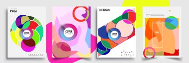 Modern soyut kaplama setleri. Cool gradient şekilleri bileşimi, vektör tasarımı kapsar.