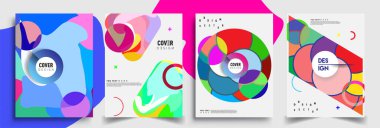 Modern soyut kaplama setleri. Cool gradient şekilleri bileşimi, vektör tasarımı kapsar.