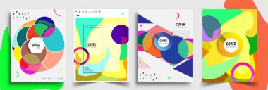 Modern soyut kaplama setleri. Cool gradient şekilleri bileşimi, vektör tasarımı kapsar.